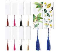 20 Pack Big Blank Acrylic Bookmark Set, Clear Rectangle Acrylic Blank with Colorful Bookmark Tassels, for DIY Projects, Notebook or Present Tag (5.5'' x 2''/14cm x 5cm)