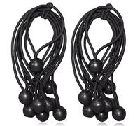 20-Pack Black Bungee Cords with Strong Latex Cores, Weather-Resistant Straps for Tarps, Tents & Outdoor Use