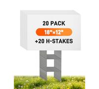 20 Pack Blank Yard Signs with Metal Stakes, 18 x 12 in 5mm Thick White Corrugated Plastic Board Lawn Signs for Garage Sale, Yard, Real Estate, Birthday, Sale, Open House, Rent