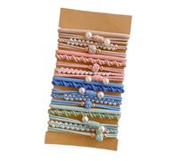 20 Pack Boho - Style Hair Ties for Women & Girls! Adorned with Elegant Pearls, These Hair Accessories are Perfect for Daily Wear. Soft & Stretchy, Available in Blue, Green, Pink & Apricot.