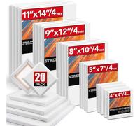 20-Pack Bulk Canvas for Painting, 4 of 4x4, 5x7, 8x10, 9x12, 11x14 Inch Canvas Boards for Art Supplies for Adults & Kids - Cotton Primed Painting Canva for Acrylic, Oil, Watercolor, Tempera