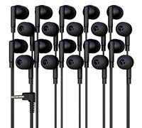 20 Pack Bulk Wired Earbuds, In Ear Headphones with 3.5mm Jack, 4ft Tangle Free Cable, Comfortable Fit, Affordable and Cost Effective, Ideal for School Classroom Testing Students Events Groups, Black