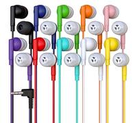 20 Pack Bulk Wired Earbuds, In Ear Headphones with 3.5mm Jack, 4ft Tangle Free Cable, Comfortable Fit, Affordable and Cost Effective, Ideal for School Classroom Testing Students Events Groups, Mix
