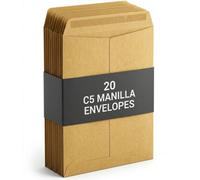 20 Pack C5 Manila Envelopes A5 Brown Postal Mailing Wallets Peel & Seal Office Document Letter Storage Use