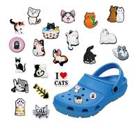 20-Pack Cat & Flower Shoe Charms - Waterproof PVC Decorations for Crocs & Clogs, Cute Kitty and Petal Designs for Kids & Adults, Perfect for Party Favors & Gift Accessories