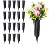 20 Pack Cemetery Vases with Spikes,Plastic Vases for Flowers,Grave Decorations for Cemetery,Memorial Floral Vases