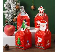 20-Pack Christmas Apple Gift Boxes, Santa Claus Printed Present Packaging with Handles for Christmas Eve Apples
