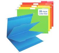 20 Pack Classification Hanging File Folders Letter Size, Goefun Colored Classification Folders with 2 Dividers, 5 Color Assorted, Designed for Drawer, Cabinet, File Box, with 1/5-Cut Adjustable Tabs