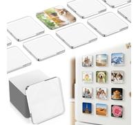 20 Pack Clear Acrylic DIY Fridge Magnets with Adhesive Backing 2x2 inches Small Square Magnetic Refrigerator Photo Picture Frames for Crafts Home Kitchen Classroom Party Office Decoration