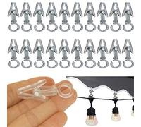 20 Pack, Clear Collection Hanger Clips, Gutter Hangers, No Screws Required, Rust-Proof, for Hang PartyLights, RV Awning Banners/Flags/Chimes/RopeLights, Greeting Cards/Curtain Clips Hooks