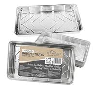 20 Pack - Disposable Aluminium Foil Baking Trays, Tray Bakes, Containers for Baking, Roasting, Freezing, Storage, Cooking, BBQs, Brownies | Delahunt Catering Supplies | 32cm x 20cm x 3.3cm