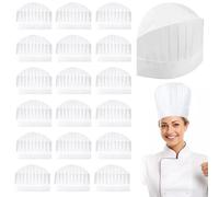 20 Pack Disposable Chef Hat, Unisex Non-Woven Chef Hat 9 inch White Round Top Piping Hat, Adjustable & Dustproof Cooking Paper Kitchen Hats for Home Kitchen Catering Restaurant Party Role-Play