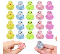 20 Pack Duck Squishy Toys, Colourful Transparent Squeeze Stress Relief Toys, Stretchable Fidget Sensory Toys for Kids Adults, Cute Small Rubber Ducks Party Bag Fillers Classroom Rewards Gifts