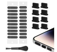 20-pack dustproof mesh stickers for iPhone 16/15/Pro/Pro Max, 8Pcs USB-C dust plugs, anti-dust, speaker mesh, phone charging port cleaner for all Type-C devices, black