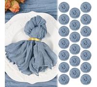 20 Pack Dusty Blue Cheesecloth Napkins 20"x20" Boho Washable Cloth Napkins Set of 20 Wrinkled Cheese Cloth Napkins Gauze Dinner Table Napkin for Wedding Party Baby Shower Birthday Decor