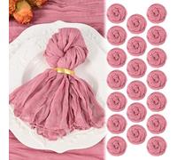 20 Pack Dusty Rose Cheesecloth Napkins 20"x20" Boho Washable Cloth Napkins Set of 20 Wrinkled Cheese Cloth Napkins Gauze Dinner Table Napkin for Wedding Party Baby Shower Birthday Decor