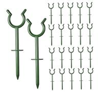 20 Pack Easy Push-Install Green Plastic Garden Hose Guide Stakes, Hose Guides for Garden to Protect Lawn & Flower Beds, Flexible Organizer