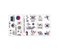 20-pack Eco-Friendly Soccer Temporary Tattoos for Face Body - Waterproof Flag Stickers for Fans, Match Day Game Stadium Sports Party Supplies(South Korean(1set))