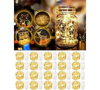 20 Pack Fairy Lights Battery Operated, 3.3ft 20 LED Mini String Lights Twinkle Lights Copper Wire Firefly Starry Lights for Mason Jars Wedding Party Christmas Centerpiece Table Decorations, Warm White