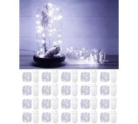 20 Pack Fairy Lights Battery Operated 3.3ft 20 LED Mini String Twinkle Copper Wire Firefly Starry for Mason Jars Wedding Party Christmas Centerpiece Table Decorations, Cool White
