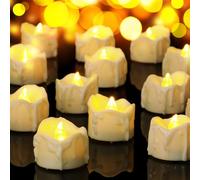 20 Pack Flameless Timer LED Tea Lights - Flickering Battery - Operated Votive Candles for Outdoor Halloween Pumpkin & Christmas Decor