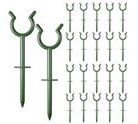 20 Pack Garden Hose Guide - Easy Push-Install Stakes to Protect Lawn & Flower Beds Green Plastic Hose Guide Stakes for Flexible Garden Hoses