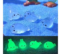 20-Pack Glow-in-The-Dark Mini Seal Figurines - Cute Luminous Resin Sea Animal Pups | for Fairy Gardens & Aquarium Decor