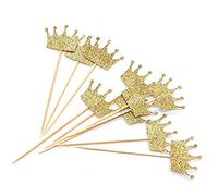 20 Pack Gold Crown Cupcake Toppers Cake Decoration Royal Prince Cupcake Toppers for Birthday Party, Baby Shower, Wedding Party Supplies