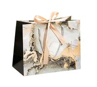 20-Pack Gray Black Marble Thick Paper Tote Bags Clothing Store and Bakery with Ribbon for Shop, Retail Packaging(Gold,18 * 10 * 16cm)