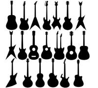 20 Pack Guitar Music Silhouette Stickers - Waterproof Decals - Peel & Stick - Easy to Apply - Fun Gifts, Party Bags, Laptops, Cars, Water Bottles (Black, 5cm (2") Tall)