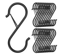 20-Pack Heavy Duty Hooks 3.5 Inch Black Metal S-Shaped Hangers with Safety Buckle for Hanging Clothes, Towels, Kitchen Utensils, Plant Pots, Bags, Flowers & More - Durable Rack Hooks for Home & Garage