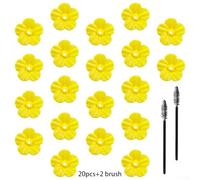 20-Pack Hummingbird Feeder Replacement Flowers with Cleaning Brushes - Yellow PP Artificial Flower Parts for 0.3" Hole Feeders, 3" x 1.1" x 2"