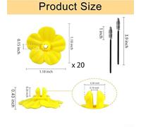 20-Pack Hummingbird Feeder Replacement Flowers with Cleaning Brushes - Yellow PP Artificial Flower Parts for 0.3" Hole Feeders, Weather-Resistant & Bird-Safe