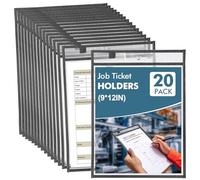 20 Pack Job Ticket Holders 9x12 - Document Holder - Sheet Protectors - Plastic Sleeves for Paper - Dry Erase Pockets - Clear Pocket Sleeves Ticket Holder