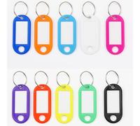 20 Pack Key Fobs with Split Rings - Multi-Colour ID Tags for Luggage, Pet Names, Memory Sticks, and More - 10 Vibrant Colours Included