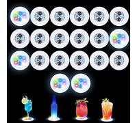 20 Pack LED Coaster, LED Stickers Lights, Super Bright LED Bottle Lamp with 6 Light Beads, Bar Beer Beverage Coasters for Party Club Birthday Bar Decoration (Multi)