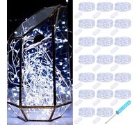 20 Pack LED Fairy Lights Battery Operated, 2M 20LED Mini String Lights Battery Powered, String Lights Battery Powered Waterproof Mini Lights Indoor Outdoor for Jars, Christmas, Party, Bedroom (White)