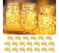 20 Pack LED Fairy Lights Battery Operated,3 Features Blinking Slowly Blinking & just on 7FT 20 LED Waterproof Mini Twinkle String Lights for Wedding Mason Jars Party Christmas Decorations(Warm White)