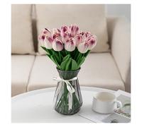 20-Pack Lifelike Artificial Flowers Tulips For Home Decor, Wedding Centerpieces & Seasonal Displays Realistic PU Flowers With Bendable Stems(Dark purple)