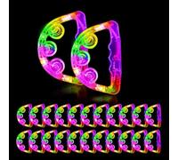 20 Pack Light Up LED Tambourine Glow in The Dark Handheld Percussion Musical Flashing Party Supplies for Adults Wedding Dance Floor Props Birthday Anniversaries Gifts (Random Color)
