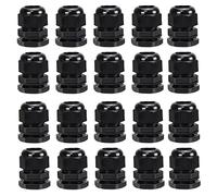 20 Pack M20 20mm IP68 Waterproof Nylon Cable Glands, Suitable for 6mm - 12mm Cables (Black)