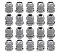 20 Pack M20 20mm IP68 Waterproof Nylon Cable Glands, Suitable for 6mm - 12mm Cables (Grey)