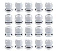 20 Pack M20 20mm IP68 Waterproof Nylon Cable Glands, Suitable for 6mm - 12mm Cables (White)
