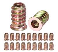 20 Pack M5x15mm Threaded Inserts for Wood, Hex Socket Insert Nuts, Zinc Plated Carbon Steel Fasteners for Furniture Stripped Screw Hole Repair, Softwood Plywood Particle Board