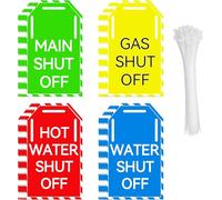 20 Pack Main Shut Off Valve Tag with Ropes Plastic Valve Identification Tag 3x5 Inch-Gas Shut Off Water Shut Off Hot Water Shut Off Tags