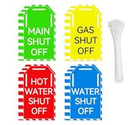 20 Pack Main Shut Off Valve Tag with Ropes Plastic Valve Identification Tag 3x5 Inch-Gas Shut Off Water Shut Off Hot Water Shut Off Tags