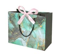 20-Pack Marble Pattern Bags with Tie Clothing Store and Cosmetic Paper, Handled Tote for Retail Packaging, Shopping(Rose,S)