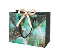 20-Pack Marble Pattern Bags with Tie Clothing Store and Cosmetic Paper, Handled Tote for Retail Packaging, Shopping(Gold,L)