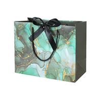 20-Pack Marble Pattern Bags with Tie Clothing Store and Cosmetic Paper, Handled Tote for Retail Packaging, Shopping(Nero,M)