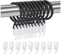20 Pack Metal Curtain Rings with Plastic Hooks, 30mm Metal Drapery Hanging Rings & 20pcs Curtain Hooks Plastic White for Curtains and Rods, Drape Sliding Eyelet Rings (20, black)